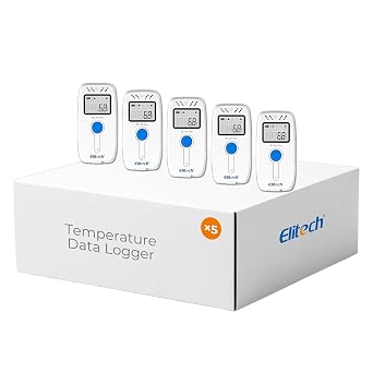 Elitech Digital Temperature Humidity Data Logger Medical Refrigerator Thermometer Vaccine Fridge Temperature Monitor, RC-4HC, 5 Pack
