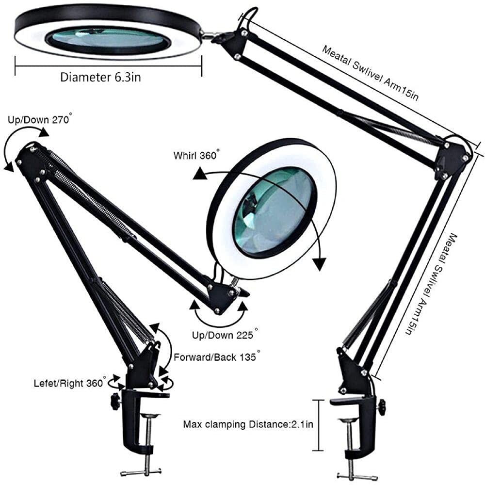 Luci A Clip Lampada Pinza Luce Da Lettura Luce Da Lettura Clip Lente Di Ingrandimento Led Pieghevole Pieghevole Arm Lungo Clip Usb Elettricista Riparazione Beauty Tattoo Sopracciglio Body Manicure Lam