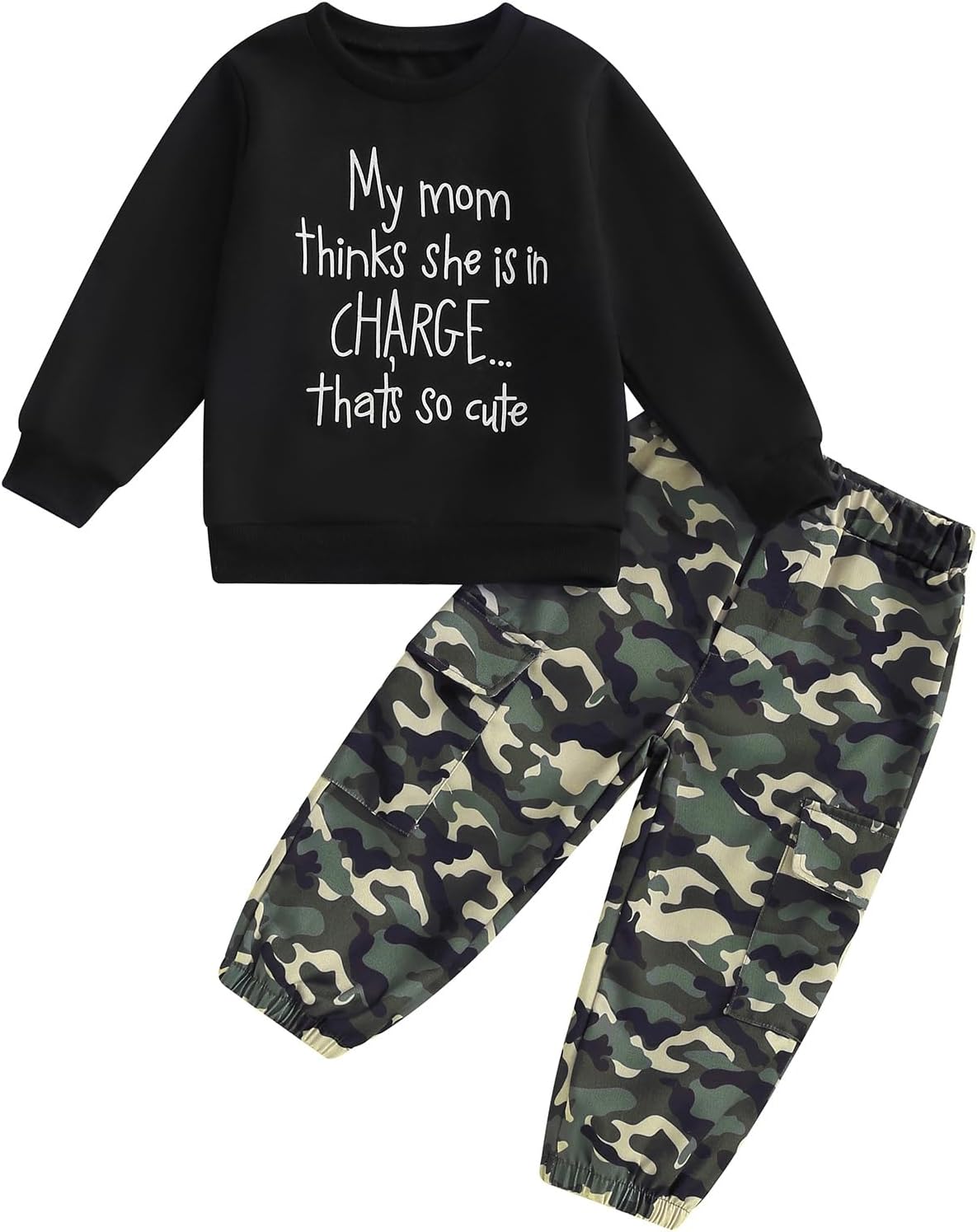 wdehow Toddler Kids Baby Boy Fall Outfits 1T 2T 3T 4T 5T Letter Print Long Sleeve Tops Camouflage Pants Winter Clothes Sets