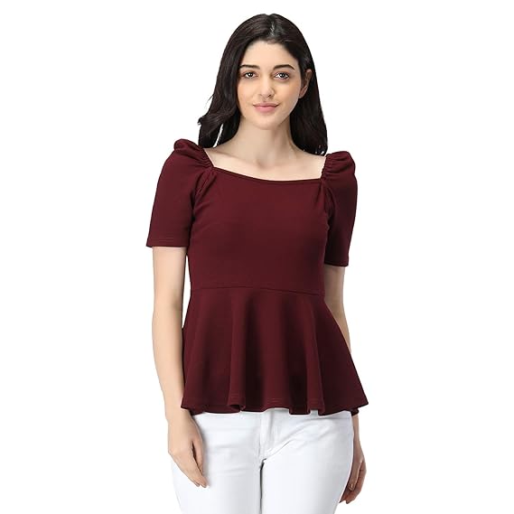 ZUVINO Women's Casual Stylish Peplum Top with Puffed Sleeves