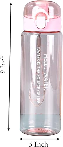 Miniatura 2 de YIKANGHENG Botella de agua deportiva, taza de agua de plástico rosa transparente de 26 onzas con popote para deportes, viajes y aire libre (rosa)