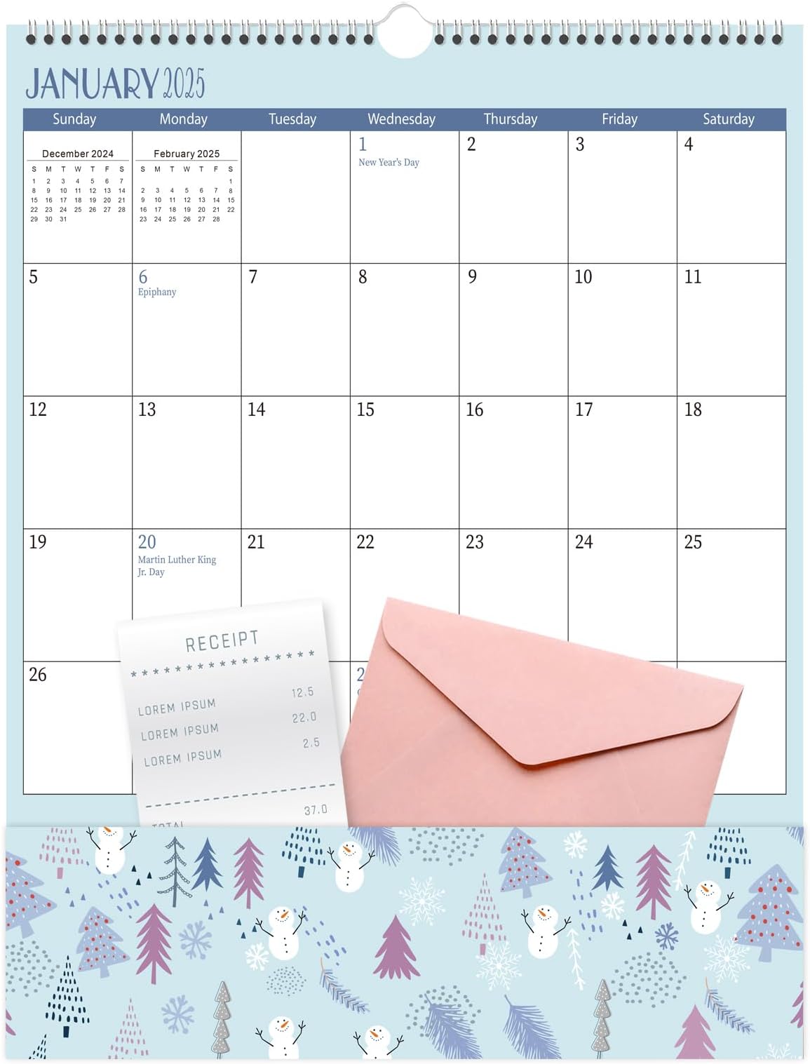 GuassLee Pocket Wall Calendar 2025, Monthly Wall Calendar with Pockets From Jun. 2025 to May. 2026, 12-Month Aesthetic Hanging Wall Planner for Office School Home Organizing, 11.5" x 14"