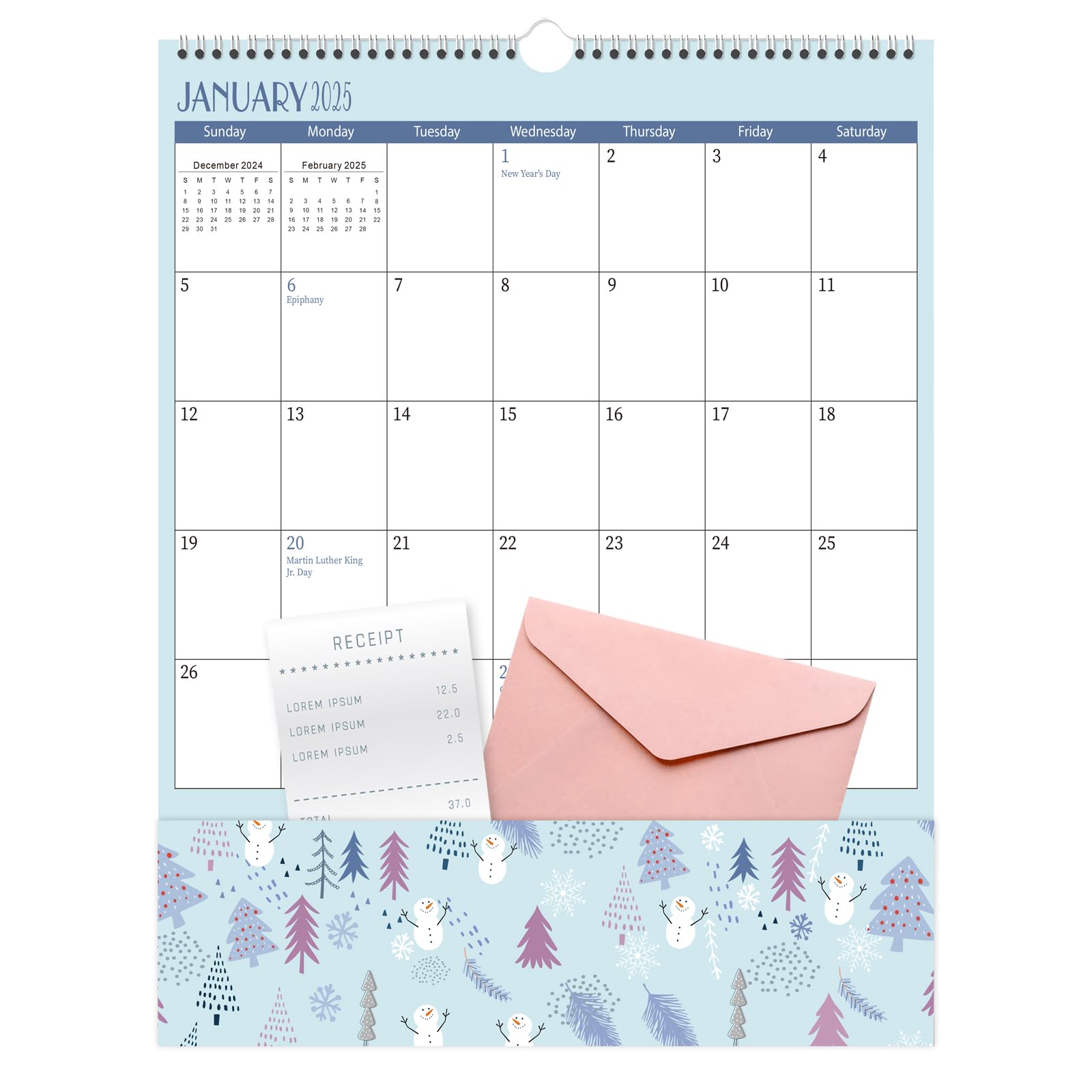 GuassLee Pocket Wall Calendar 2025, Monthly Wall Calendar with Pockets From Jun. 2025 to May. 2026, 12-Month Aesthetic Hanging Wall Planner for Office School Home Organizing, 11.5" x 14"