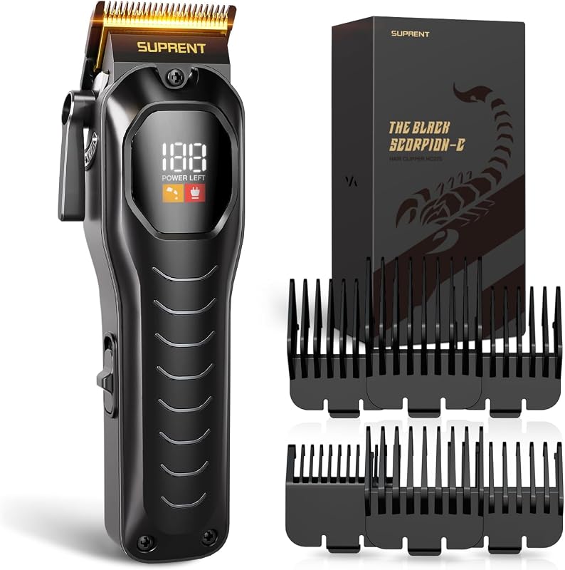 Mens Hair Clipper-Rechargeable Hair Cutting Kits with LED Display, Cordless Hair Clipper for Home Use & Barbers (Black)
