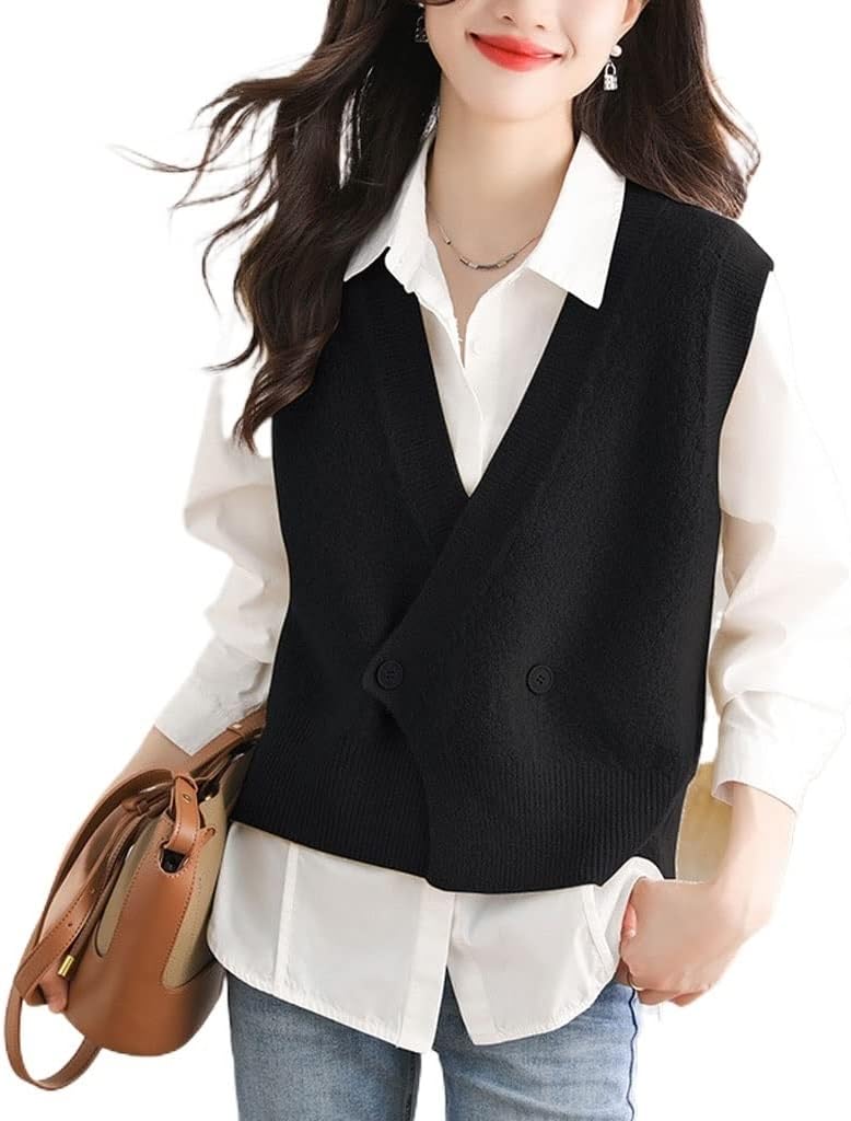 Autumn Women's Knitted Undershirt Undershirt Women Spring Wear Sweater Vest Cardigan