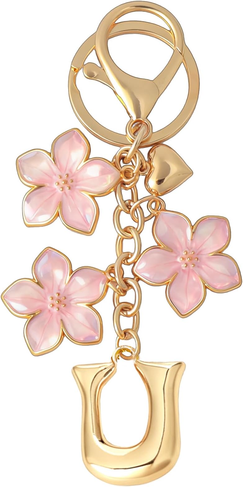 – Bubble Initial Keychain Graceful Flower Charms Keyring for Handbag Backpack–Personalized A-Z Letter Charms Gift for Women