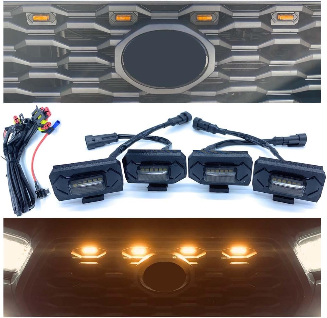 LED DAY LINE LAMP FJ cruiser- Grill Lights for OEM grill - Raptor Lights LED -Multiple Color Lights - Great Aesthetic Upgrade to your truck