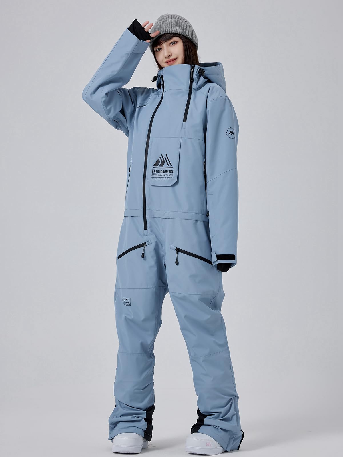 HOTIAN Damen Schneeanzug Einteilig Schneeanzug Wasserdicht Winddicht Warme Schnee SkifahrenSchneeoverall Jumpsuit Mit Kapuze Outdoor Skifahren Sätze