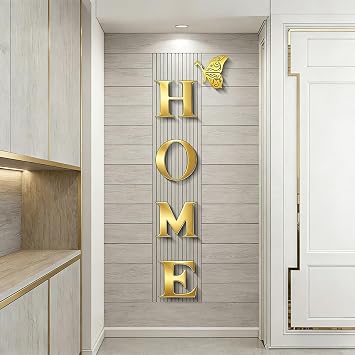 Home Wall Decor Acrylic Mirror Letters Signs Mirrors, Home Mirror Stickers Wall Decorations Silver Decor for Living Room Bedroom DecalsGold