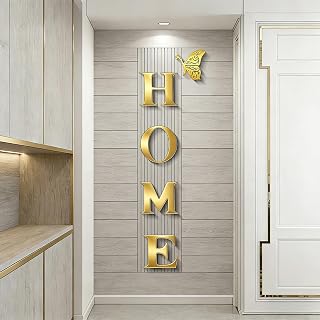 Home Wall Decor Acrylic Mirror Letters Signs Mirrors, Home Mirror Stickers Wall Decorations Silver Decor for Living Room Bedroom Decals(Gold)
