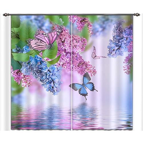 Window Curtains With Flowers And Butterflies Amazon Com