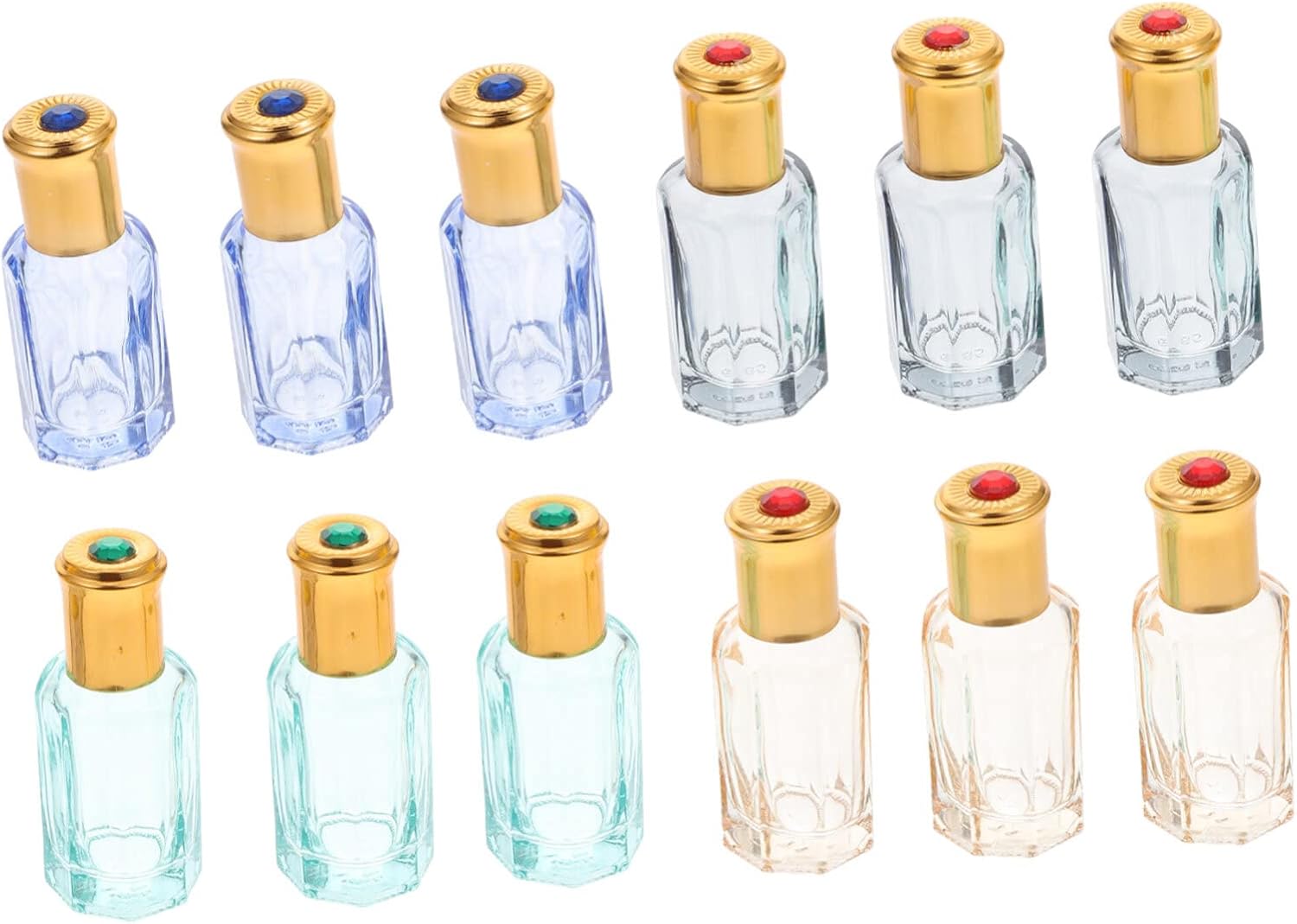 FOMIYES 12pcs Roller Octagonal Roller Bottle Glass 12ml Refillable Container Sub Package Bottle Essential Oil Glass Containers Portable Perfume Travel Perfume