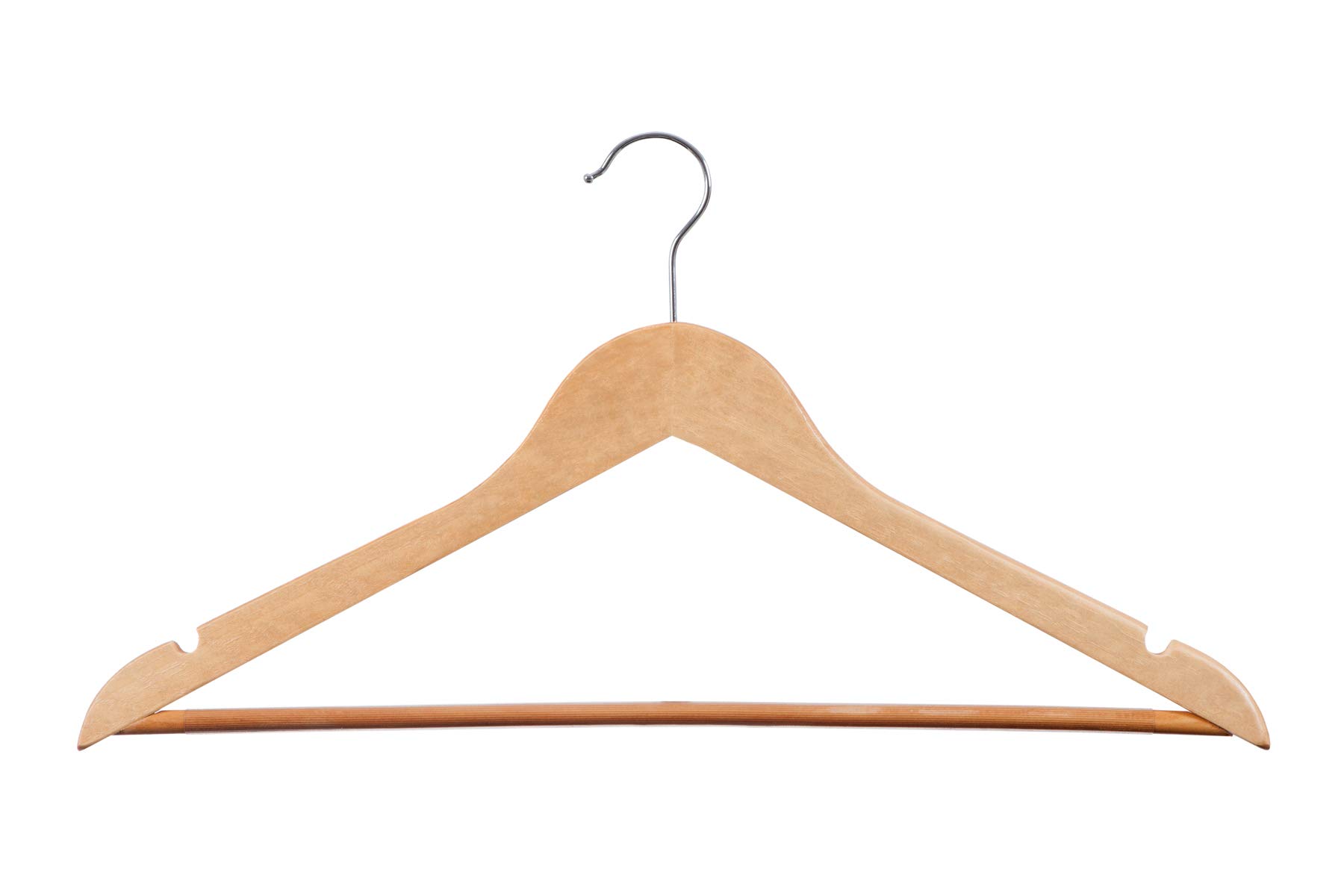 Perchas de Madera | Color Natural | Diseño Elegante | Madera Maciza | Perchas con Garra | para Trajes | Pack de 40 Unidades | Gancho de Acero Inoxidable Giratorio |