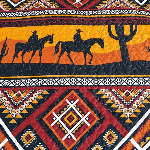 Juego de edredón multicolor estampado con siluetas de vaqueros 6