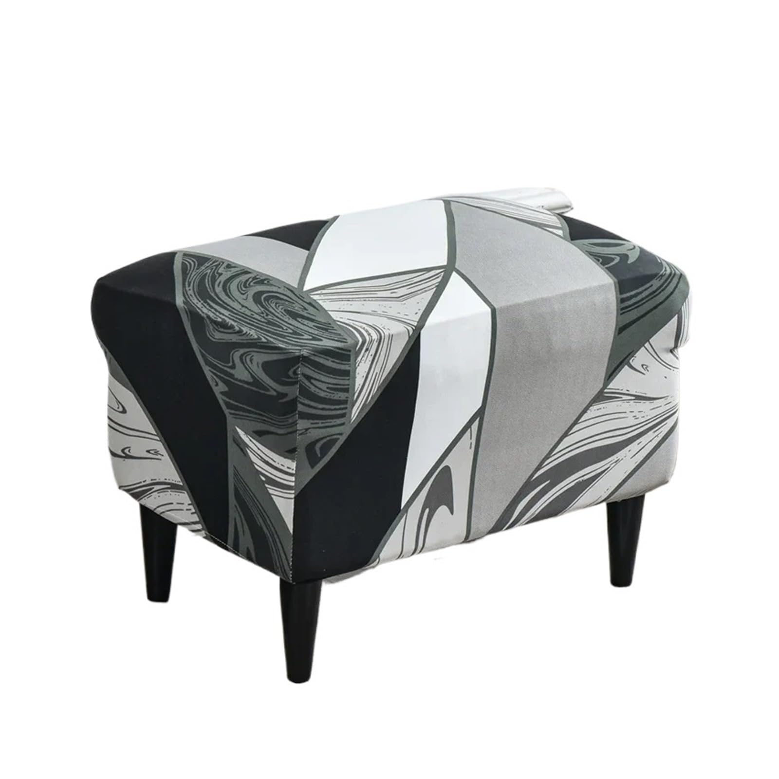 GCYEIDMA Wing Chair Slipcover Leaves Printed Wing Chair Cover Stretch Armchair Removable Relax Sofa Slipcover Furniture Protector Covers(B6 Footstool Cover)