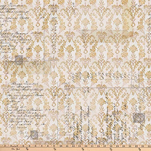 Free Spirit Fabrics FreeSpirit Memoranda III Upholsterers, Quilting Cotton, Gold, Yard