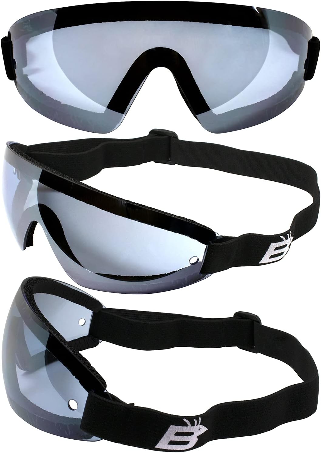 Birdz Eyewear Wing Skydiving Parachute Goggles 3 Pairs Black Frames with Clear Yellow Blue Lenses