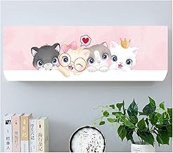 DARSHANAM WORLD Printed Air Conditioning Dust Cover Folding Designer Ac Cover for Indoor Split Ac 1.5 ton (97 x 31 x 21 .5 cm ) (PINK CAT), Polyester