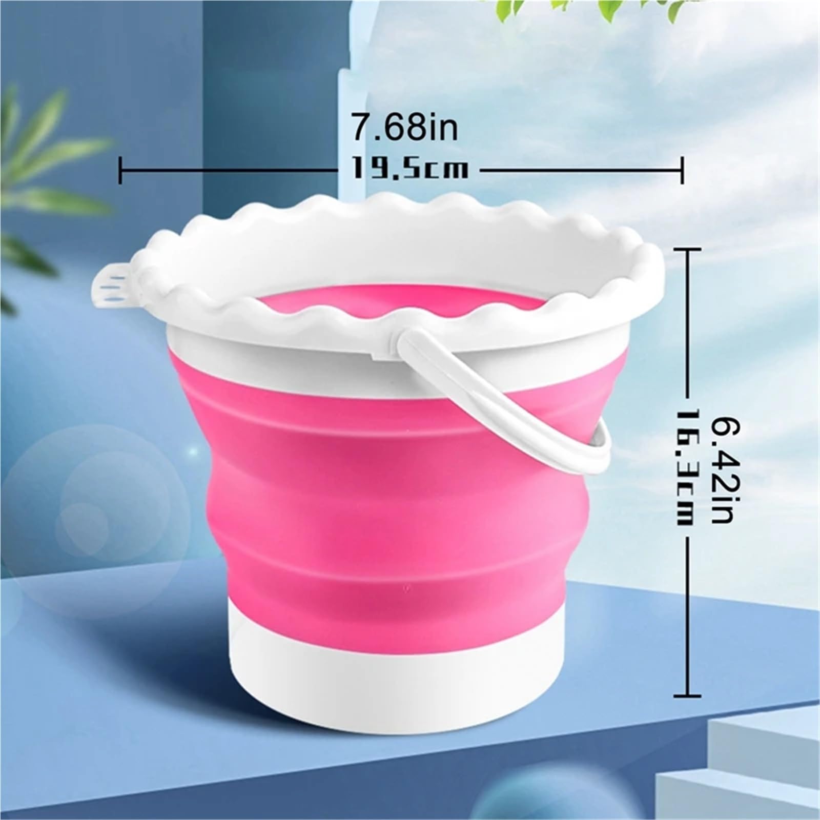 Cubo Plegable portátil pequeño de 3 uds, Cubo Agua Silicona Multifuncional, for Ahorrar Espacio for Lavado Coches al Aire Libre para Lavado Camping(Pink)