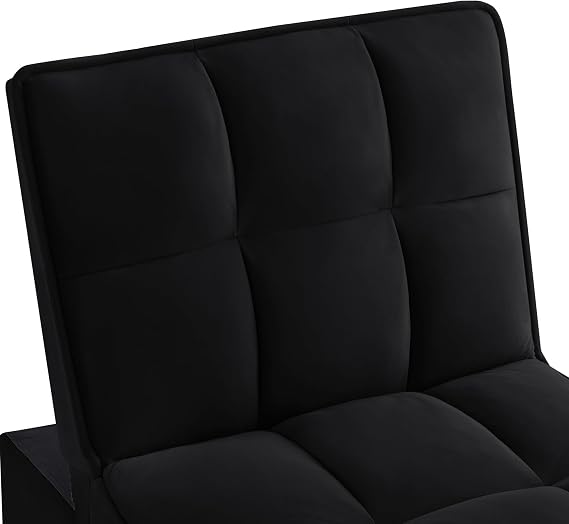 4 in 1 Sleeper Sofa Couch Bed,Multi-Function Velvet Convertible Single Sleeper Sofa Bed with Adjustable Backrest,Storage Pockets,Toss Pillows,Pull Out Single Sofa for Living Room,Black