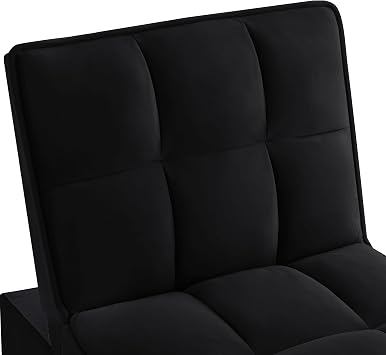 4 in 1 Sleeper Sofa Couch Bed,Multi-Function Velvet Convertible Single Sleeper Sofa Bed with Adjustable Backrest,Storage Pockets,Toss Pillows,Pull Out Single Sofa for Living Room,Black