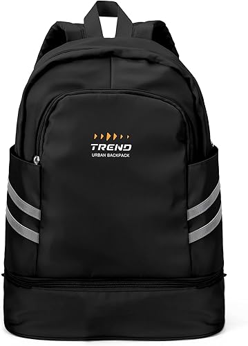Miniatura 8 de SYCNB Mochila de gimnasio para mujer con compartimento para zapatos y bolsillo húmedo, mochila de viaje grande impermeable, mochila negra