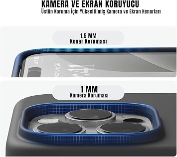 MADNOVA iPhone 16 Pro İle Uyumlu Lansman Kılıf İnce Sıvı Silikon 3 Katmanlı Tam Kaplamalı Yumuşak Jel Kauçuk Telefon Kılıfı (siyah)