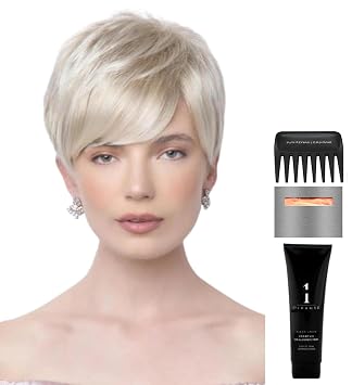 Bundle - 5 Items Amara Wig by Rene of Paris, Christys Wigs Q & A Booklet, 2oz Travel Size Wig Shampoo, Wig Cap & Wide Tooth Comb - Color Creamy Blond