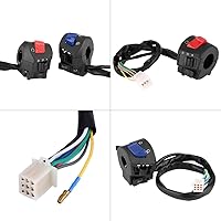 Vista 5 de Qiilu - Interruptor de manillar de motocicleta, 1 par de interruptor de montaje de manillar izquierdo y derecho de 7/8 pulgadas con bocina y control