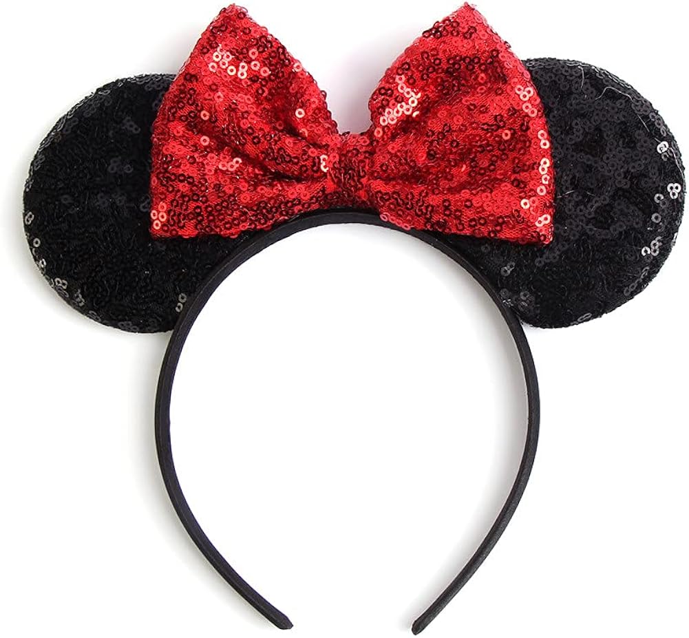 JIAHANG Mouse Ears Bow Headband Sequin Hair Hoop, Party Decoration Costume Accessories Girls Women: Clothing