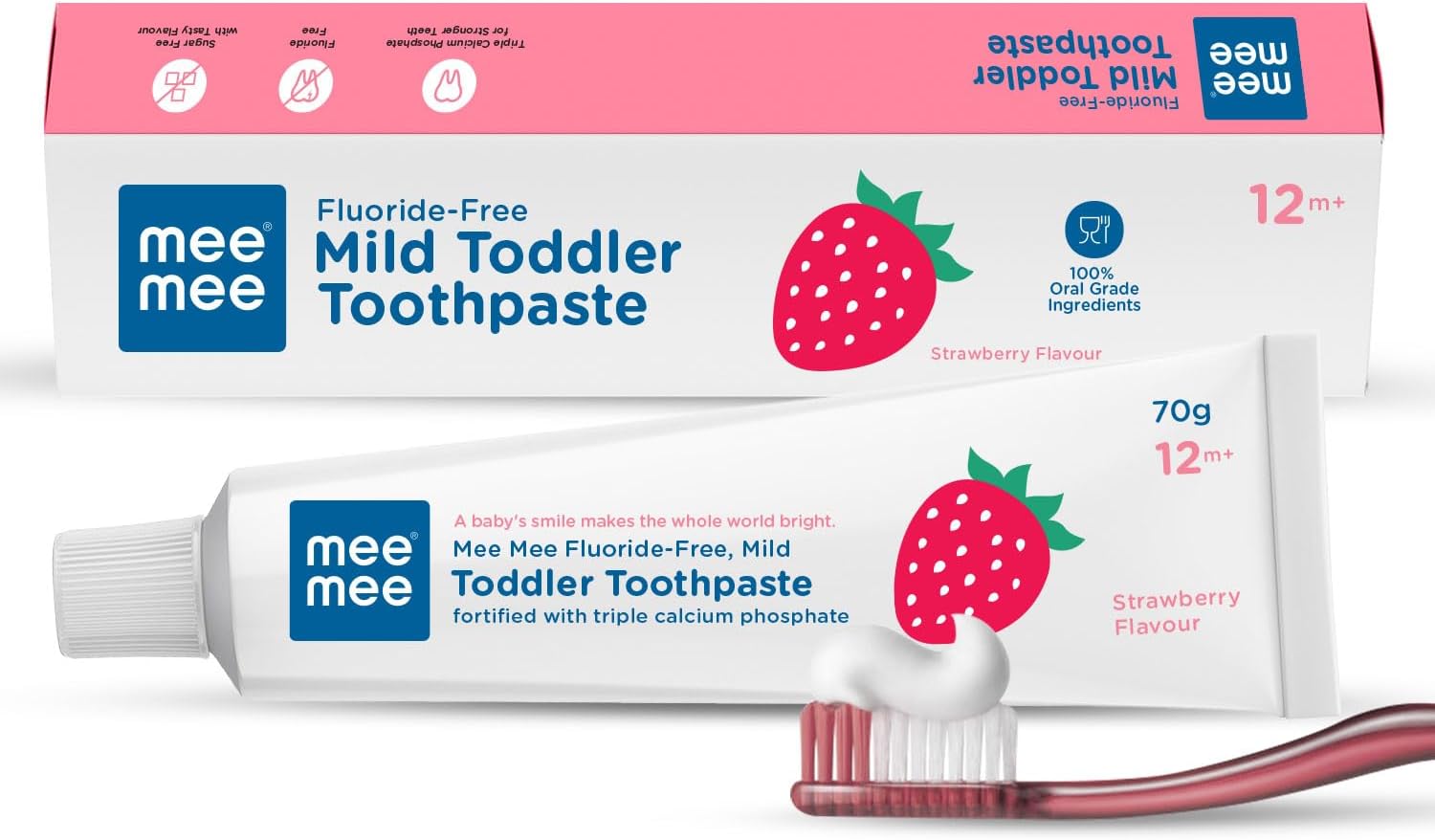 - Fluoride-Free Toothpaste, Strawberry,Cavity Protection,70 gram