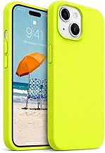Shock Absorbing Silicone Back Case Compatible for iPhone 15, Suitable with 6.1-Inch Smartphone Model, Complete Armor Protection (Fluorescent Green)
