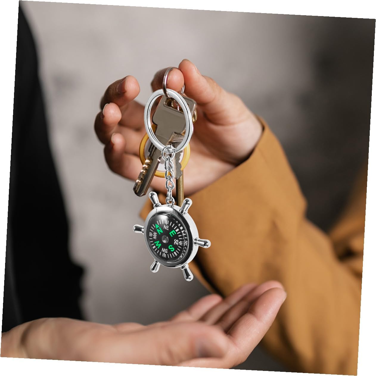 POPETPOP Mini Compass Keychain Pair Alloy Small Survival Compass Key Ring for Hiking Backpacking Outdoor Navigation and Camping Accessory image 4