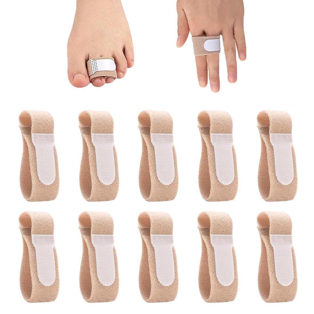 Set da 10 pezzi di bendaggi per dita a martello, correttori per dita a martello, bendaggi per dita per correggere dita a martello, dita rotte, dita storte e dita sovrapposte, per uomini e donne
