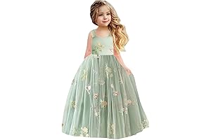 Exquisite Flower Girl Dress for Weddings – Adorned with Embroidered Florals and Lace