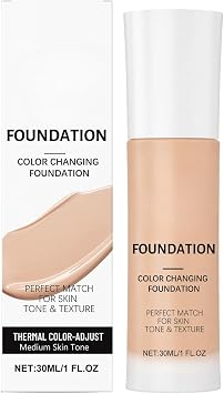 Intelligent Color Correcting Foundation - Face Buildable Primers Medium Skin Tone - Thermal Color Adjusting Face Base with Natural Finish,Lightweight Hydrating Foundation,Long-lasting Makeup 30ml
