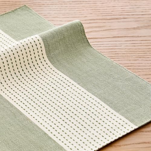 Wracra Linen Placemats, 12 x 18 Inch Set of 4 Placemats, Farmhouse Macrame Place Mats for Kitchen Table and Heat Resistant-Hemstitch Sage Green 4PCS by Wracra - Used condition - Image 3