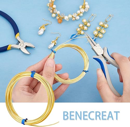 Miniatura 3 de BENECREAT Alambre de cobre cuadrado chapado en oro de 14 quilates de 16.4 pies, alambre de cobre de oro de calibre 20 para joyería y trabajo