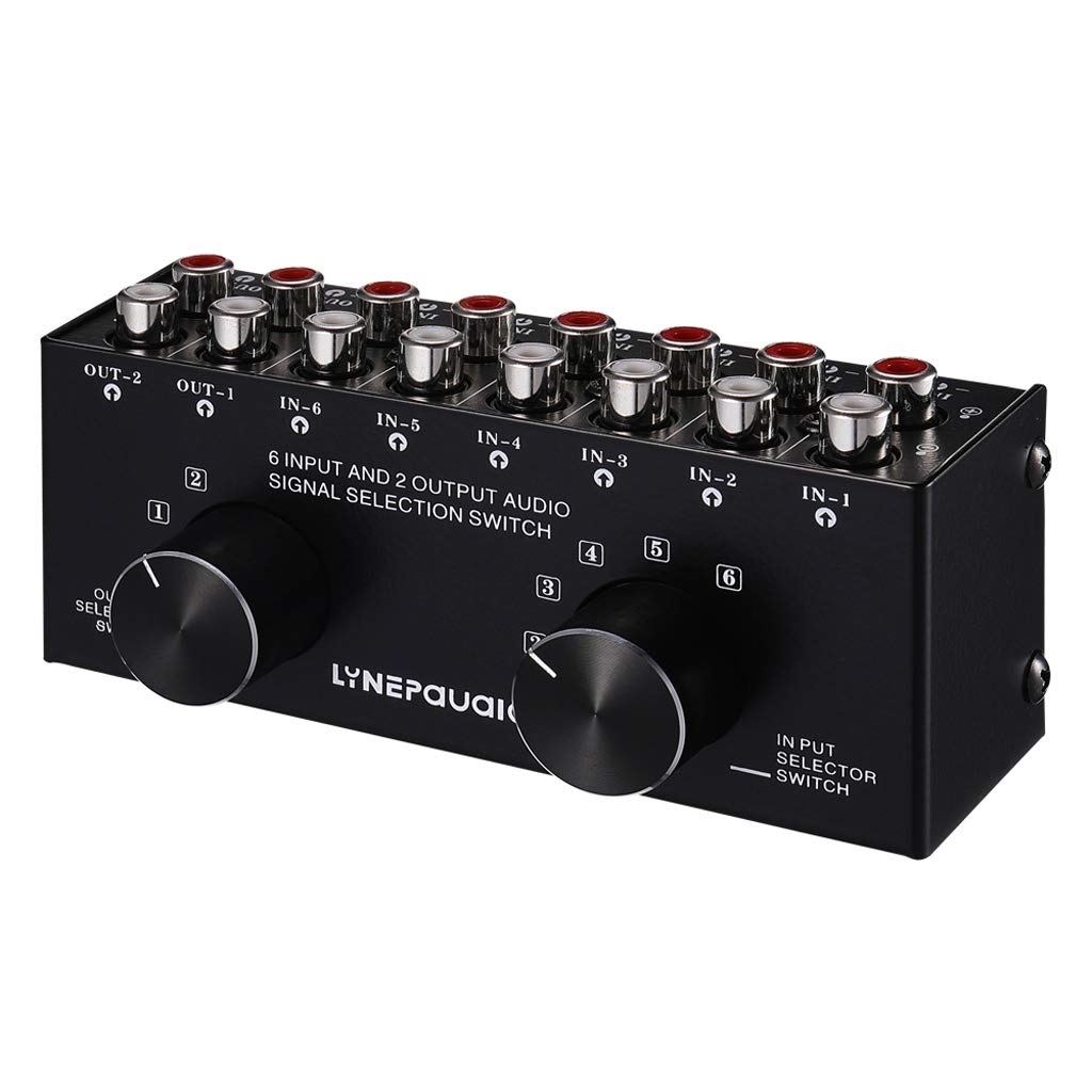 Leeadwaey 6 entrada 2 salida estéreo audio selección altavoz conmutador RCA puerto