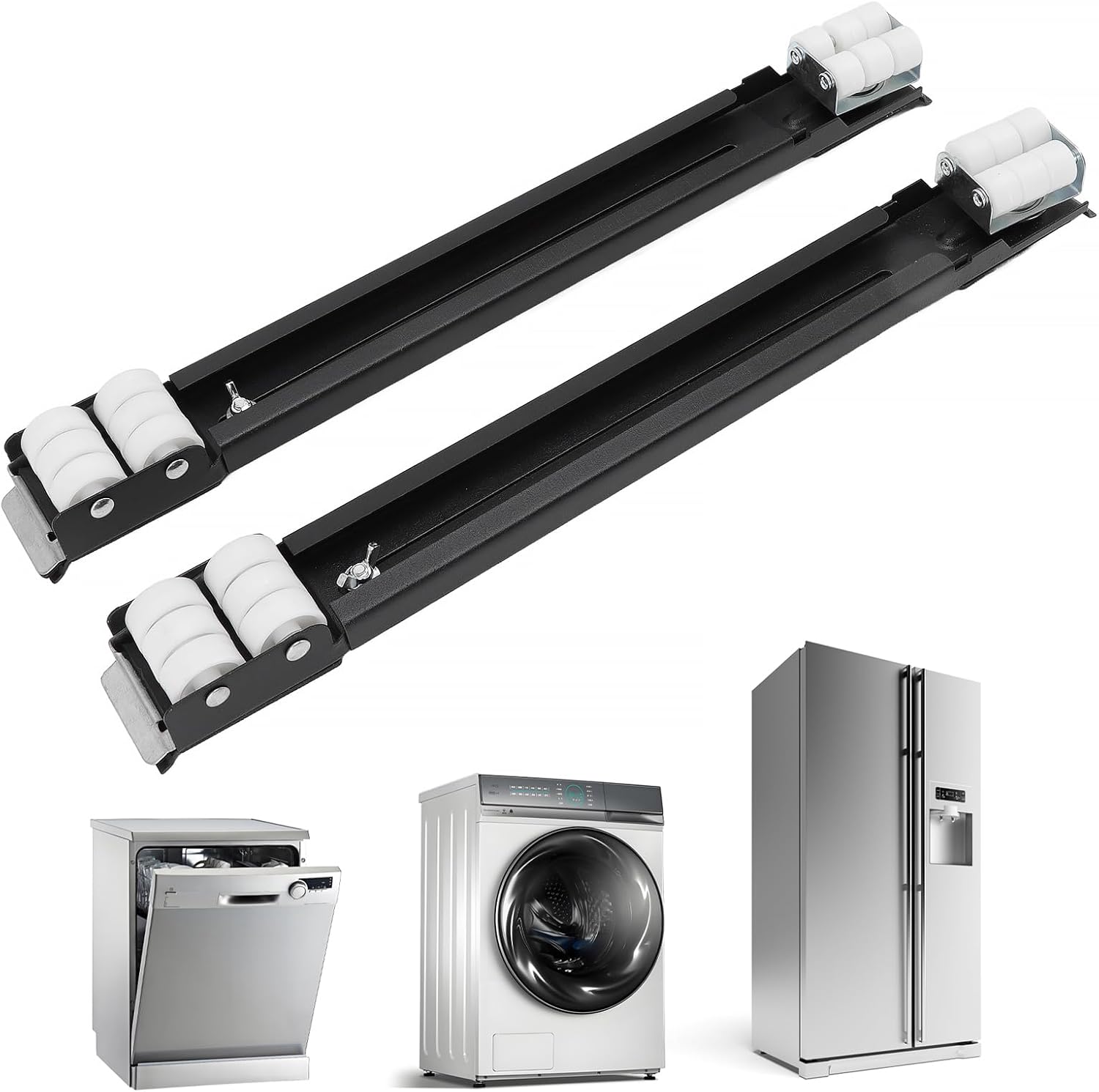 Heavy Duty Appliance Rollers Easy to to Use Refrigerator Appliance Rollers 24 Wheels Load Bearing 300KG for Furniture(Black) Home Appliances