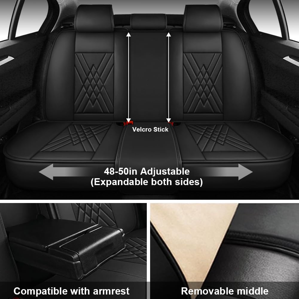 Car Seat Covers Fit for Mitsubishi Outlander 2003-2024 Flanks All Wrapped and Side Airbag Compatibility of Premium Nappa Leather(Full Set, Black Red)