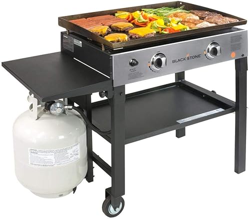 Miniatura 2 de Blackstone Estación de cocina con dos quemadores rueda de gas propano de acero inoxidable y estante lateral plancha de exterior resistente para