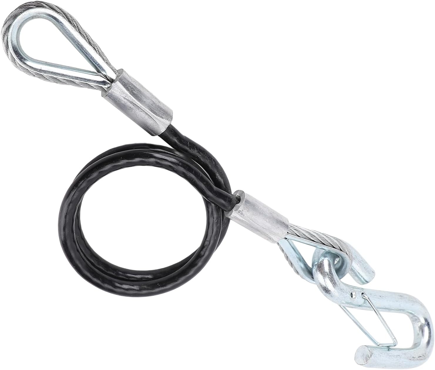 Trailer Safety Towing Cable with S Hook 3500lbs Load Bearing 27.6in Maximum Extension Length Spring Towing Rope for RV (with One S Hook) - Image 8