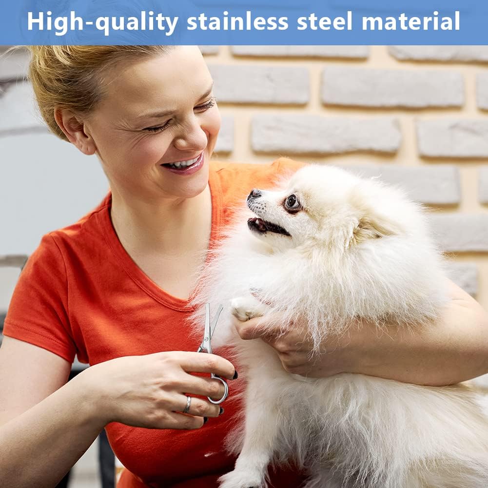 Adiwo Forbici per Animali, 10,5 cm Punta Arrotondata Forbici in Acciaio Inossidabile, Forbici per Toelettatura degli Animali Domestici, per Animali Capelli Toelettatura