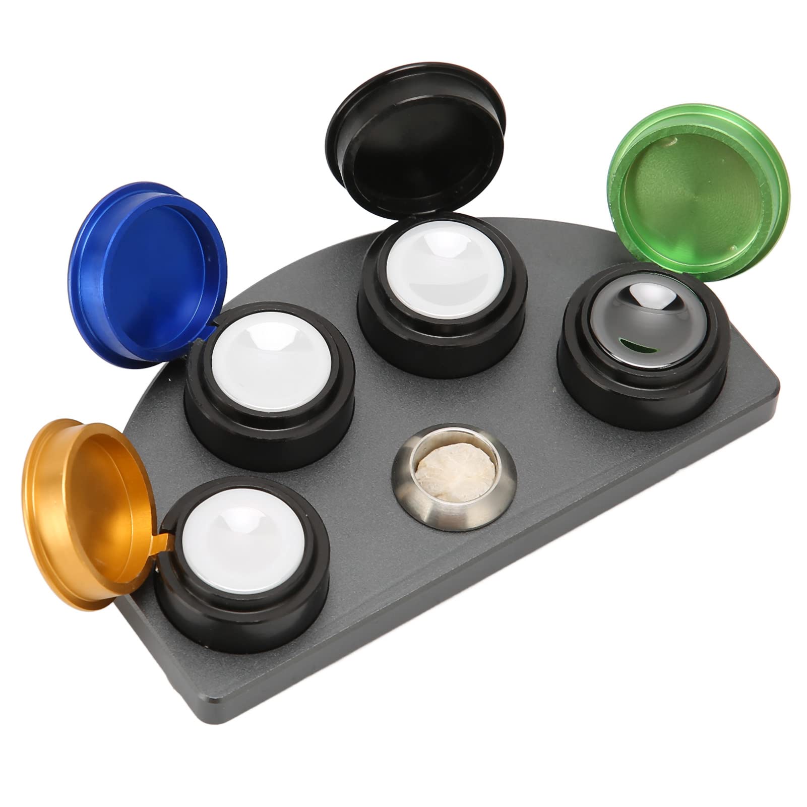 Watch Oil Cup 4 Dish Watch Grease Cup Holders, Oil Cup Stand Watch Grease Storage Dish with Lid Proof Wear Alloy and Ceramic, Watch Repairing Accessory Oil Cup Stand