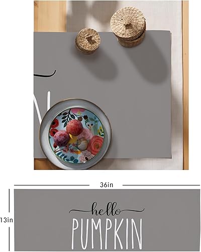 Miniatura 6 de Camino de mesa de otoño de Acción de Gracias, 36 pulgadas, corto, de lino y algodón, para cocina, comedor, mesa de café, decoración de tocador,