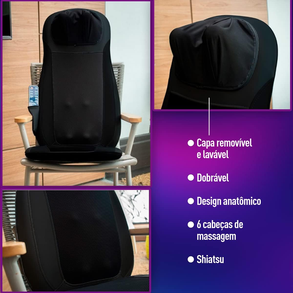 Assento Massageador Neck & Back Shiatsu Seat Plus - Relaxmedic