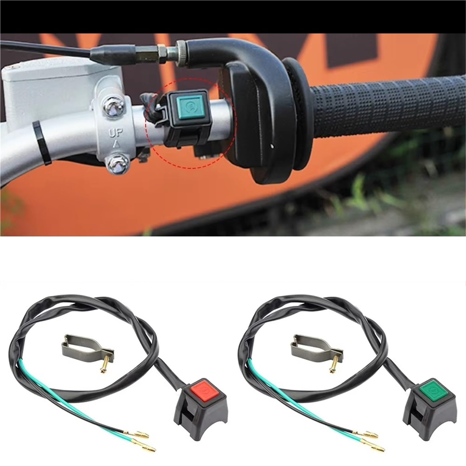 Interrupteur de Phare de Moto Interrupteur De Démarrage Et D'arrêt pour Moto 22 Mm Double Sport Quad Klaxon Accessoires Moto Poignée Commande Interrupteur D'allumage Démarreur(Start Yellow)