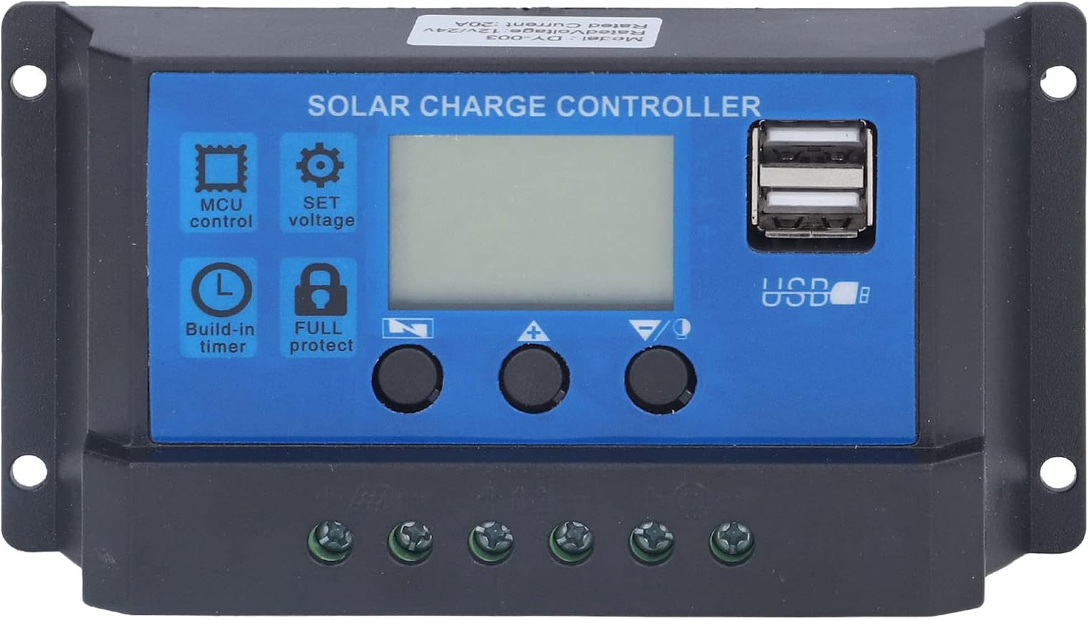 Sorandy 12/24V 20A PWM Solar Charge Controller, Solar Panel Controller with LCD Display, 5V Smart Dual USB Ports