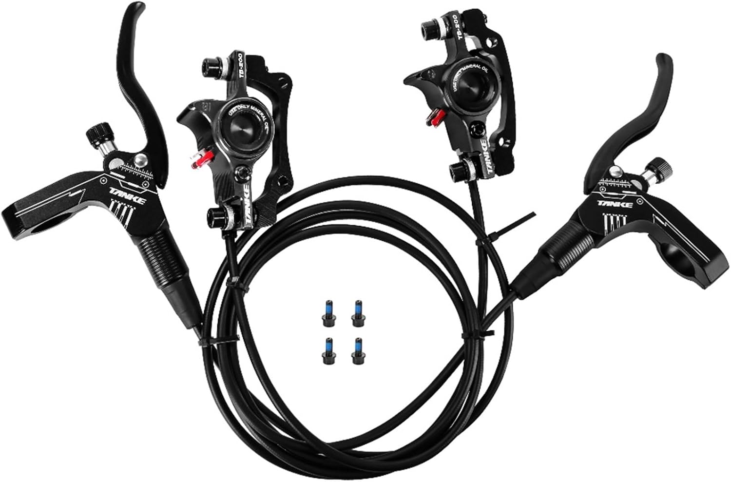 Bike Bicycle Hydraulic Disc Brake Set Dual-Piston Scooter Disc Brake with Left Front 800mm Right Rear 1450mm Brake Hose Aluminum CNC Hydraulic Disc Brakes